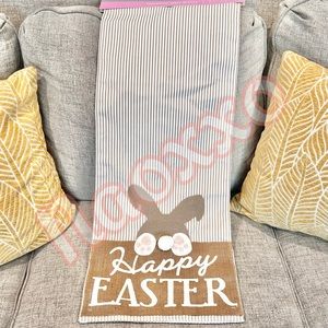 Farmhouse Happy Easter Burlap Bunny Decorative Table Runner